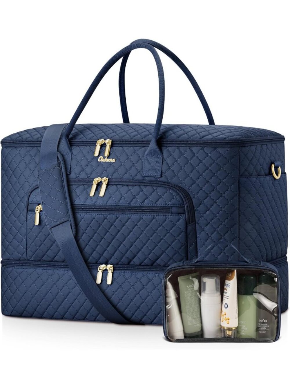 Spacious Weekender Duffle Bag with Shoe Compartment & Toiletry Bag - Perfect for